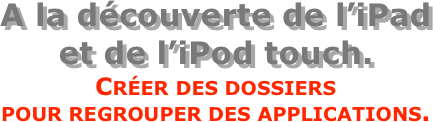 A la découverte de l’iPad  et de l’iPod touch.
Créer des dossiers  pour regrouper des applications.